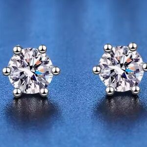 Moissanite Stud Earrings 6.5mm 1ct Sterling Silver